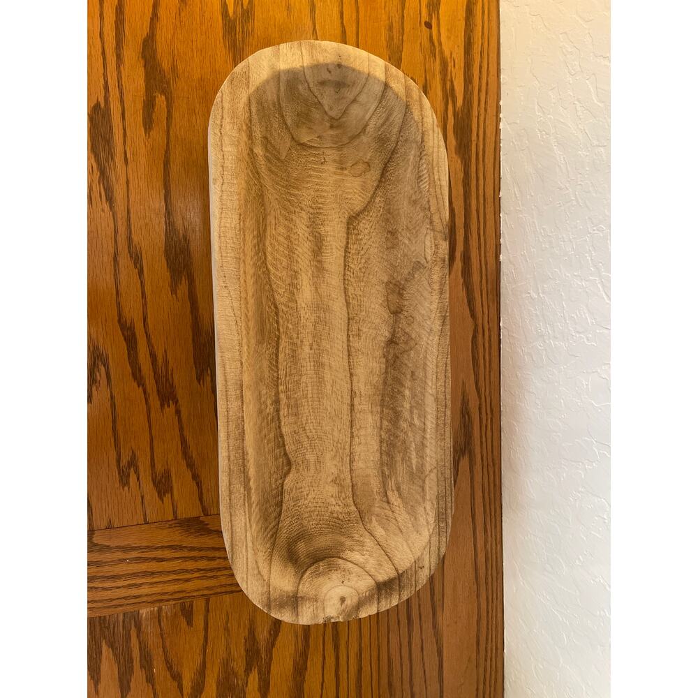 Natural wood carved dough bowl